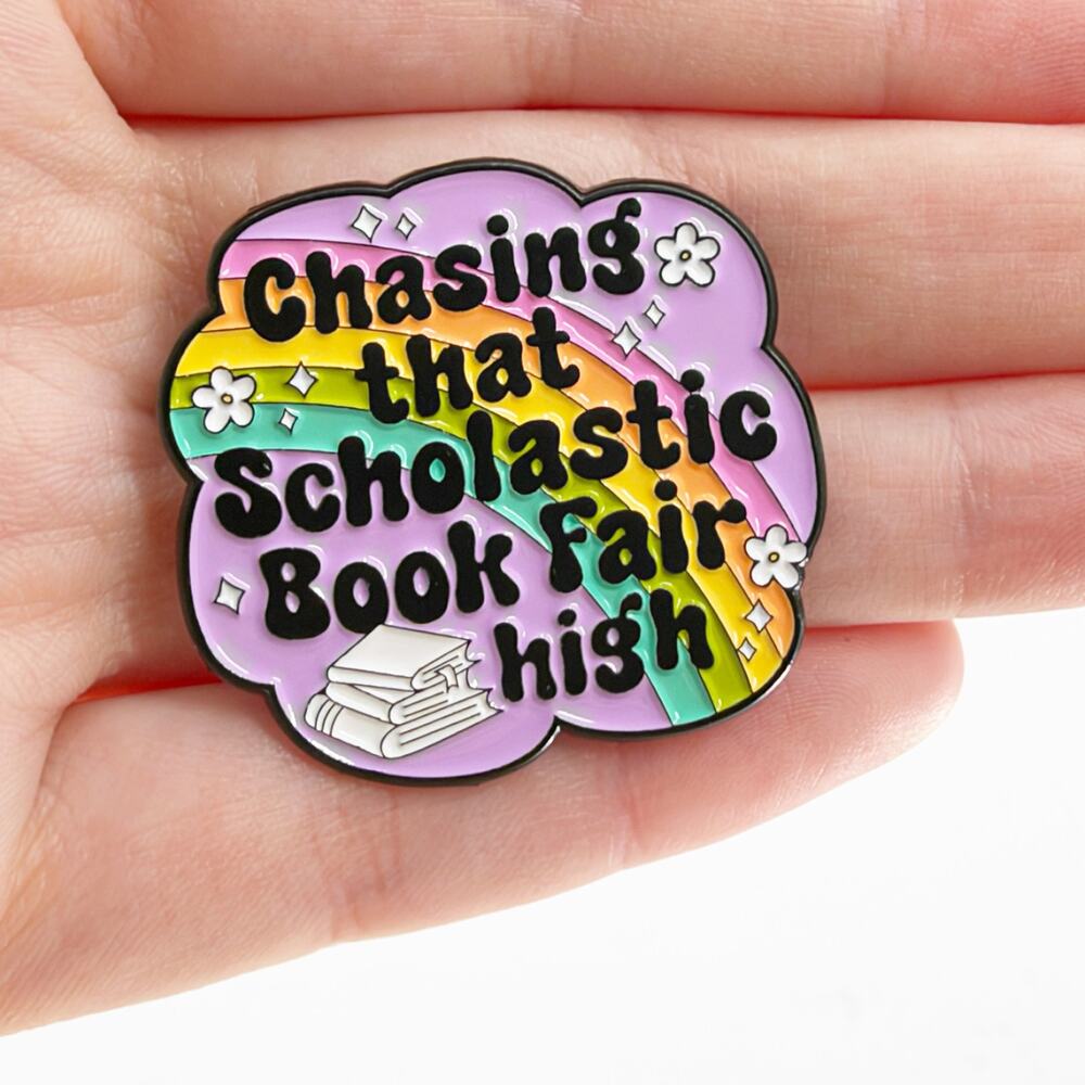 Chasing That Nostalgic Bookish Rainbow Enamel Pin Book Fair